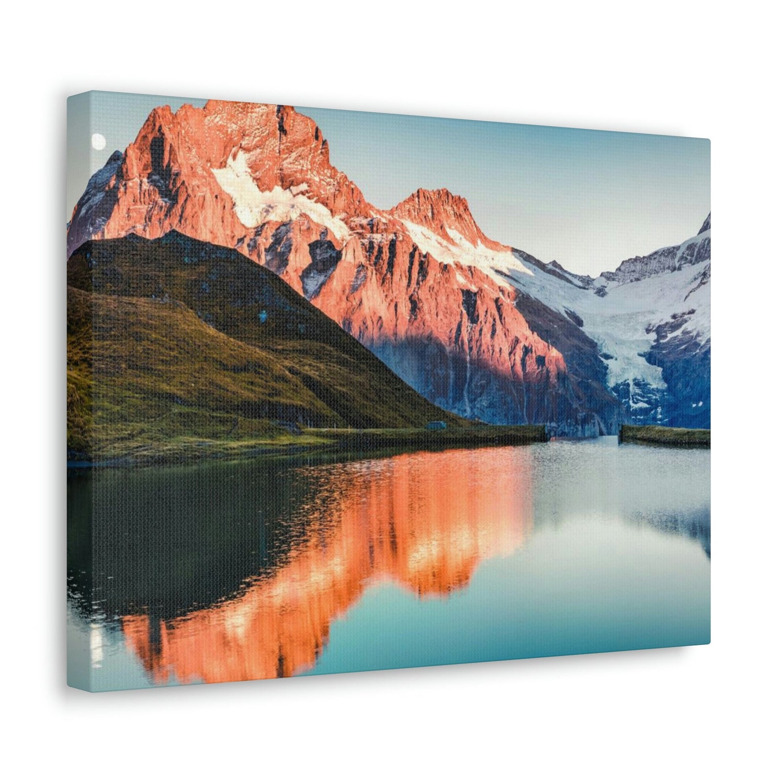 Picturesque Autumn Sunset in Alps Scene Beautiful Incredible Lake View Beauty Nature Scene Snowy Mountains and Lake Wall Art Ready to Hang Unframed-Express Your Love Gifts