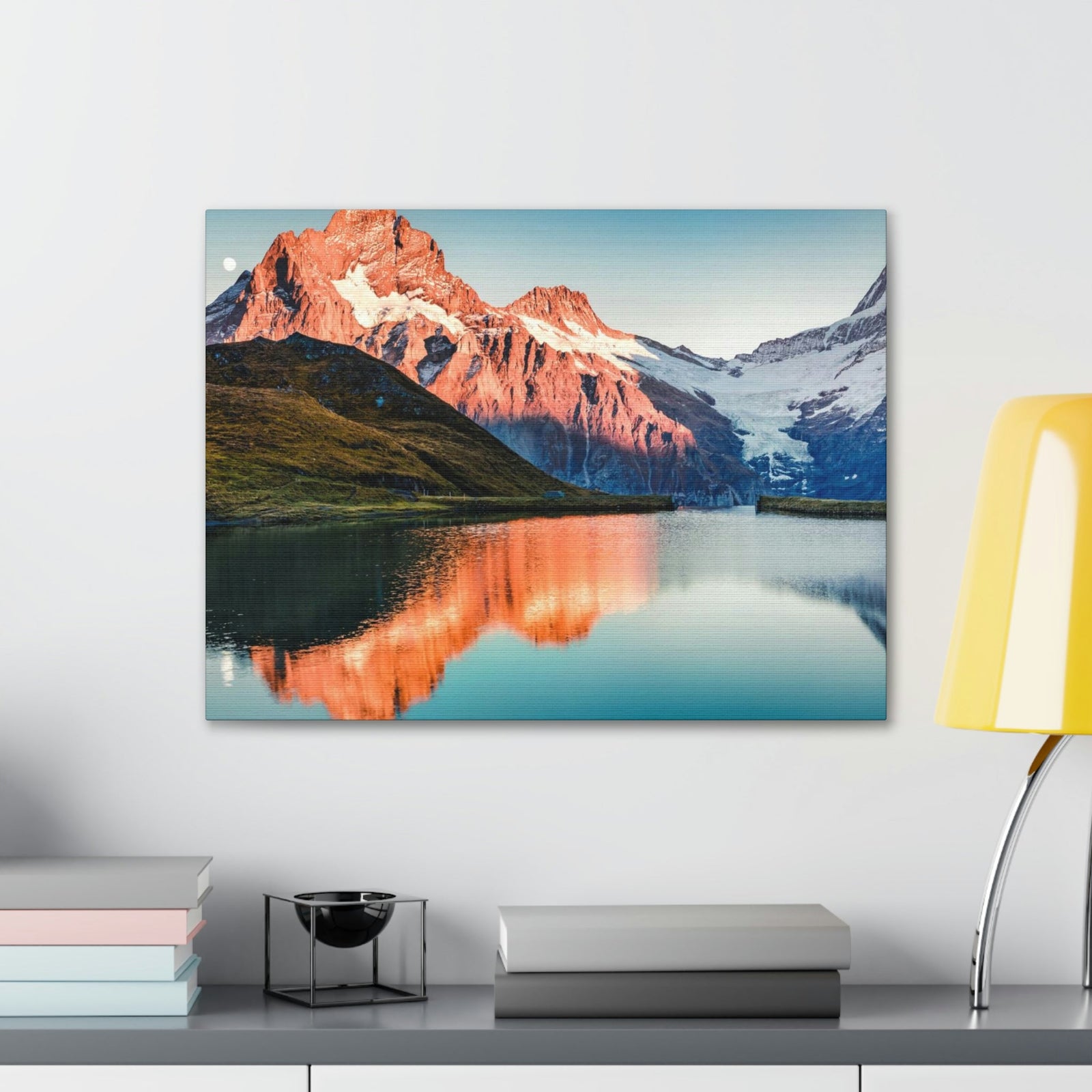 Picturesque Autumn Sunset in Alps Scene Beautiful Incredible Lake View Beauty Nature Scene Snowy Mountains and Lake Wall Art Ready to Hang Unframed-Express Your Love Gifts