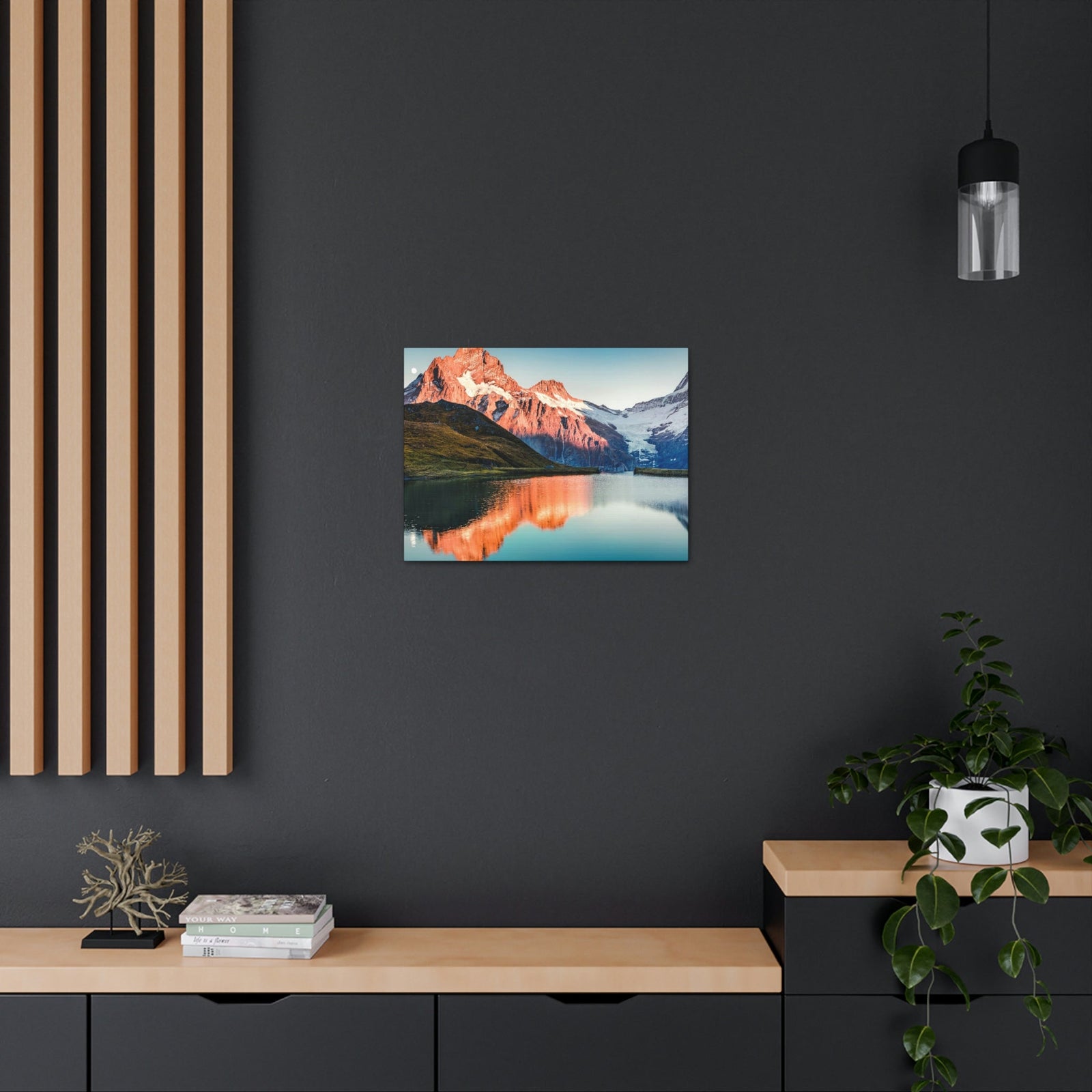 Picturesque Autumn Sunset in Alps Scene Beautiful Incredible Lake View Beauty Nature Scene Snowy Mountains and Lake Wall Art Ready to Hang Unframed-Express Your Love Gifts