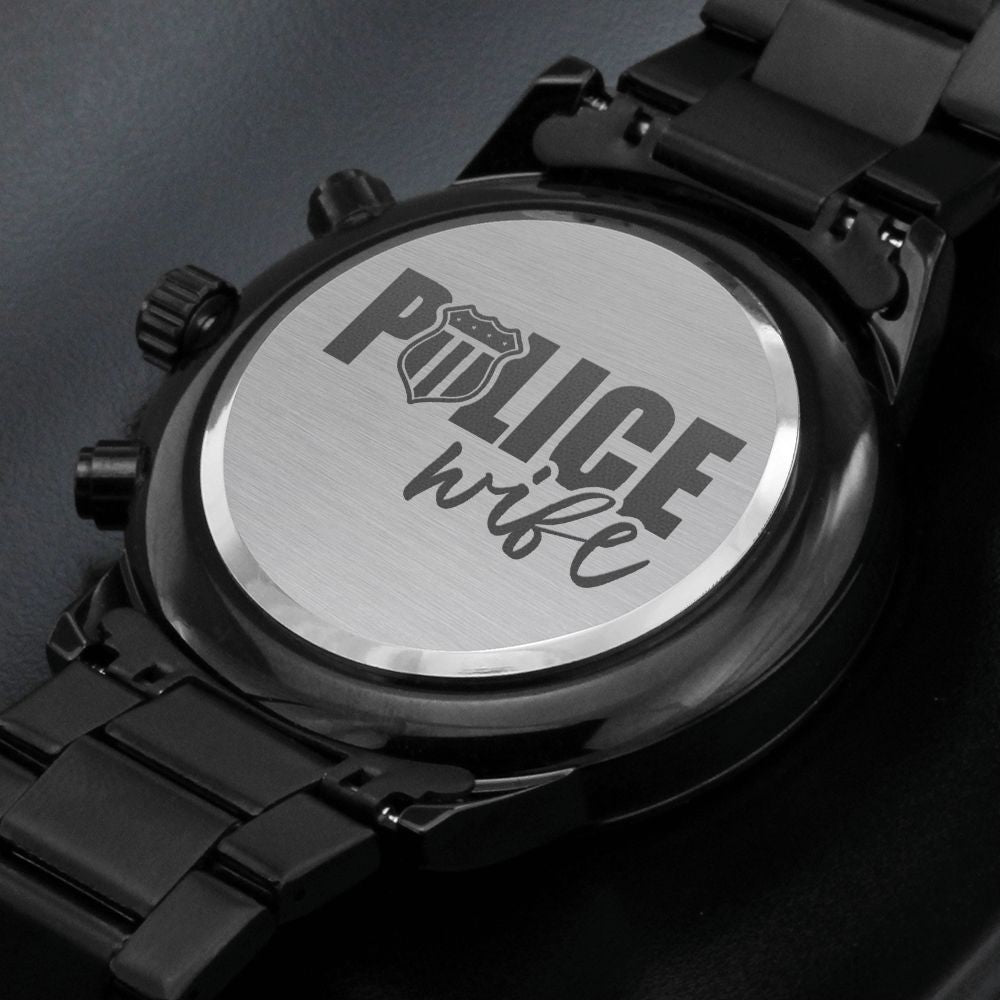 Police Wife Engraved Multifunction Policeman Men's Watch Stainless Steel W Copper Dial-Express Your Love Gifts