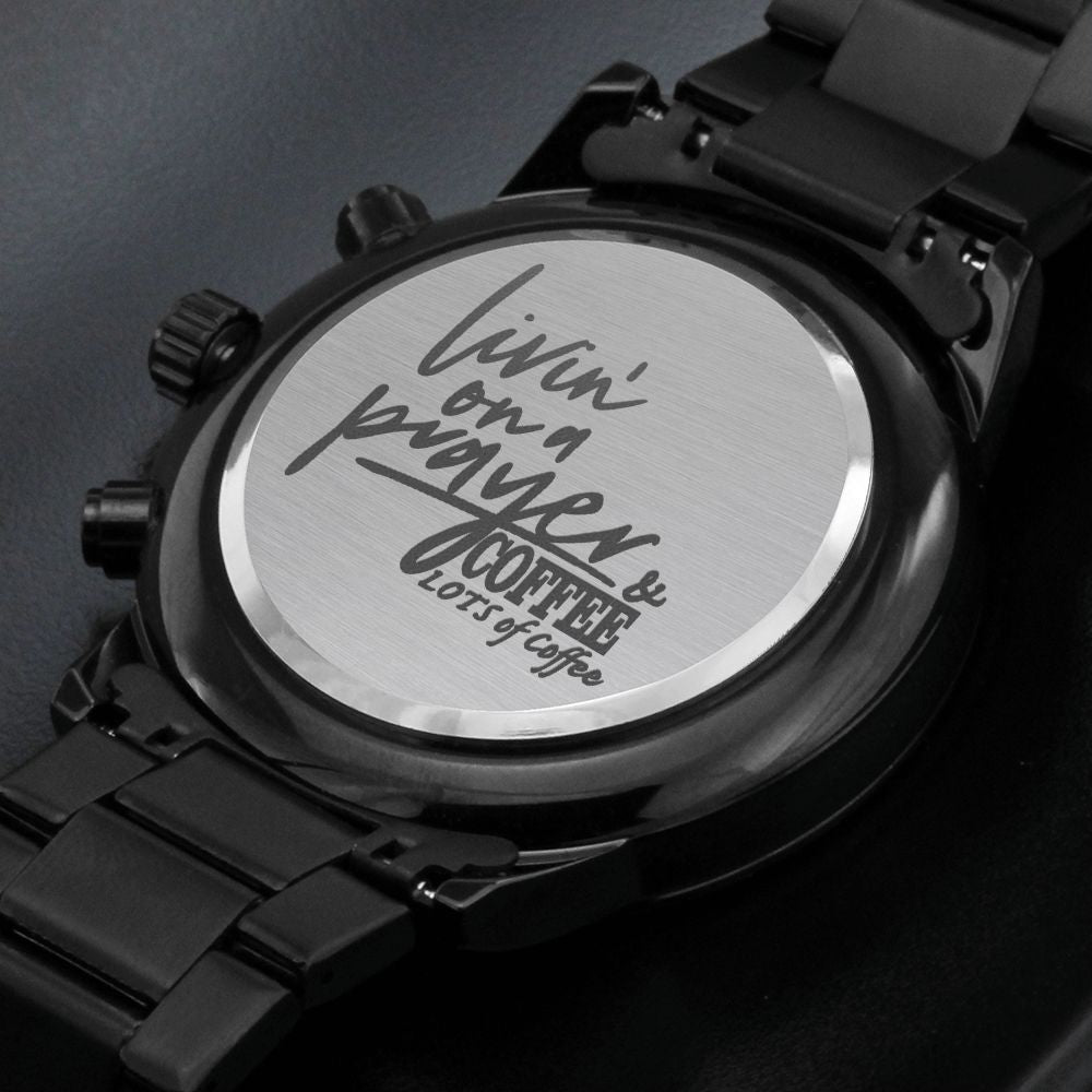 Prayer And Coffee Engraved Bible Verse Men's Watch Multifunction Stainless Steel W Copper Dial-Express Your Love Gifts