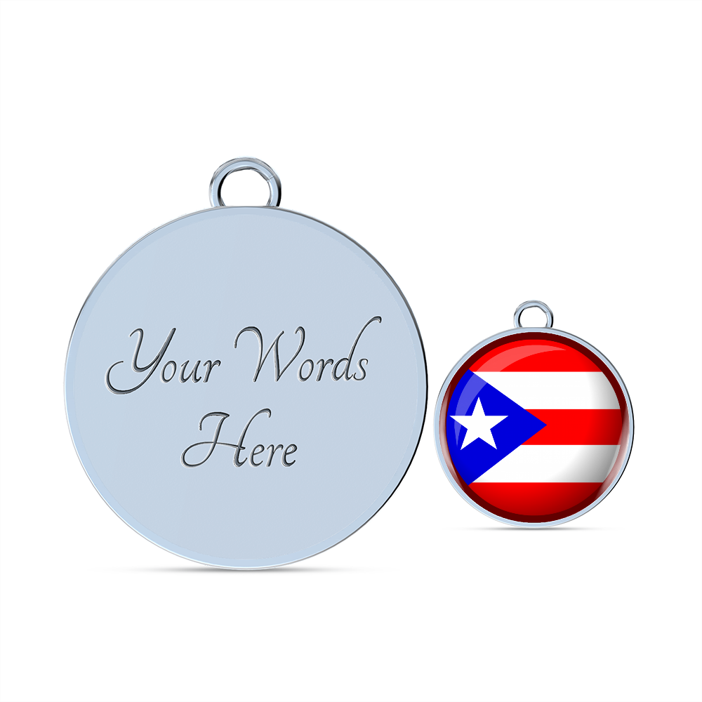 Puerto Rico Flag Stainless Steel or 18k Gold Circle Bangle Bracelet-Express Your Love Gifts