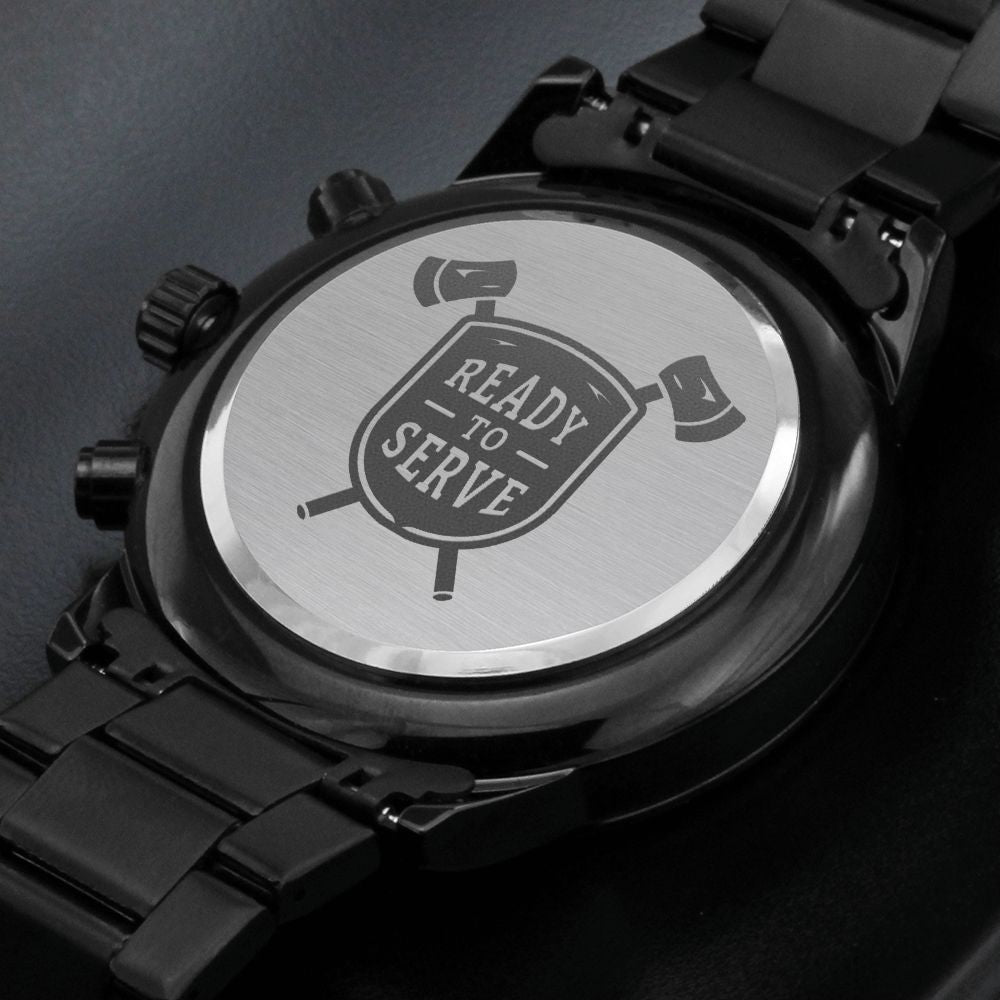 Ready To Serve Engraved Multifunction Analog Stainless Steel Chronograph Men's Watch W Copper Dial-Express Your Love Gifts