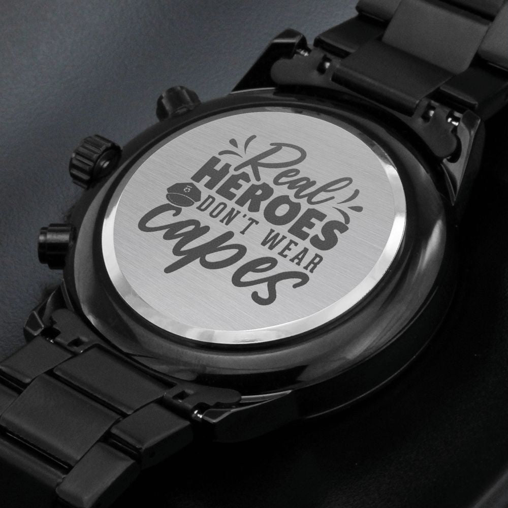 Real Heroes Engraved Multifunction Policeman Men's Watch Stainless Steel W Copper Dial-Express Your Love Gifts
