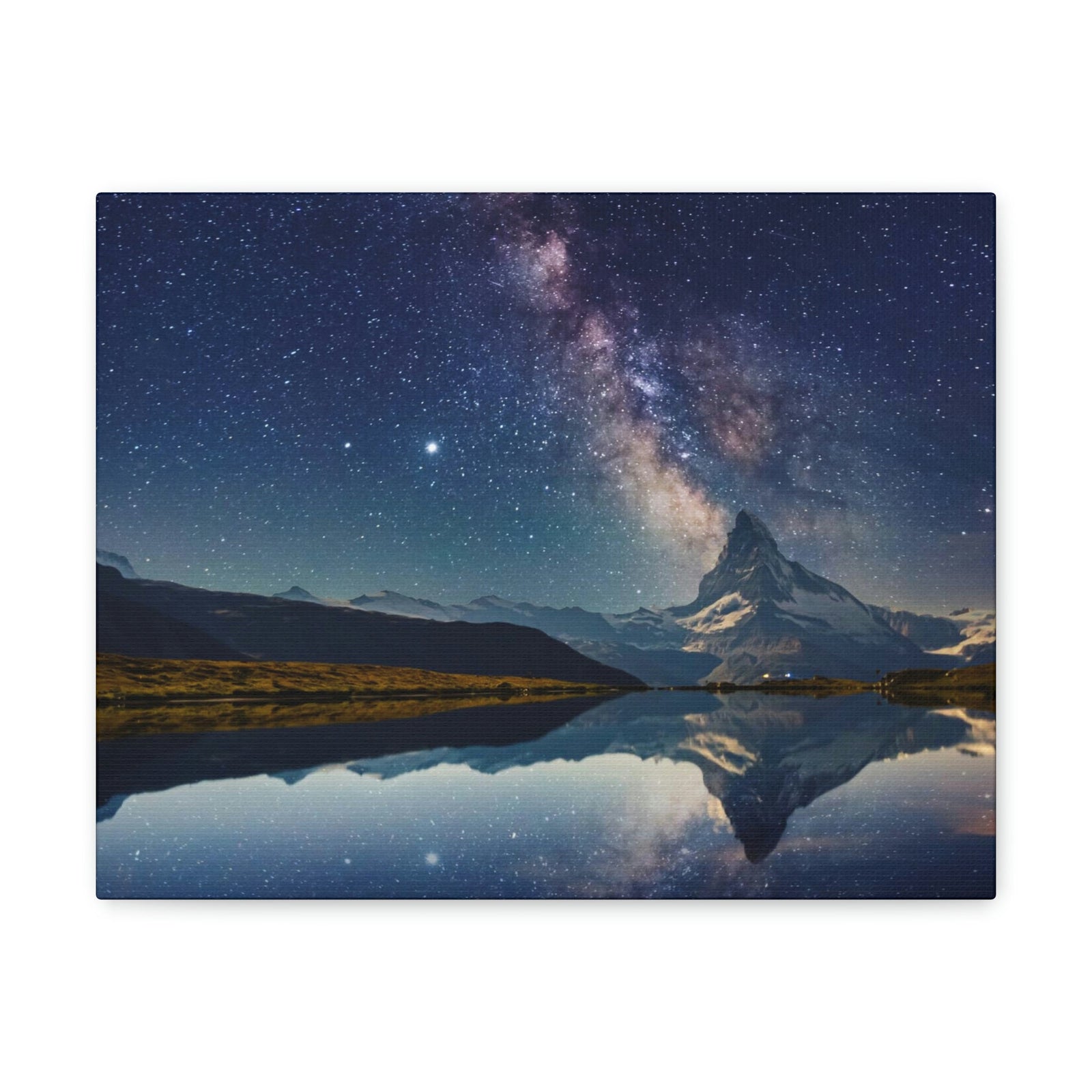 Reflection of Milky Way and Mountain on the Lake Scene Beautiful Amazing and Remarkable Night Beauty Nature Scene Starry Sky Over the Lake Wall Art Ready to Hang Unframed-Express Your Love Gifts