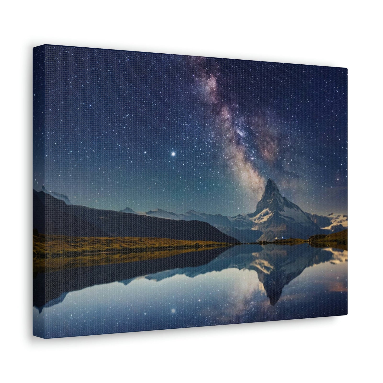 Reflection of Milky Way and Mountain on the Lake Scene Beautiful Amazing and Remarkable Night Beauty Nature Scene Starry Sky Over the Lake Wall Art Ready to Hang Unframed-Express Your Love Gifts