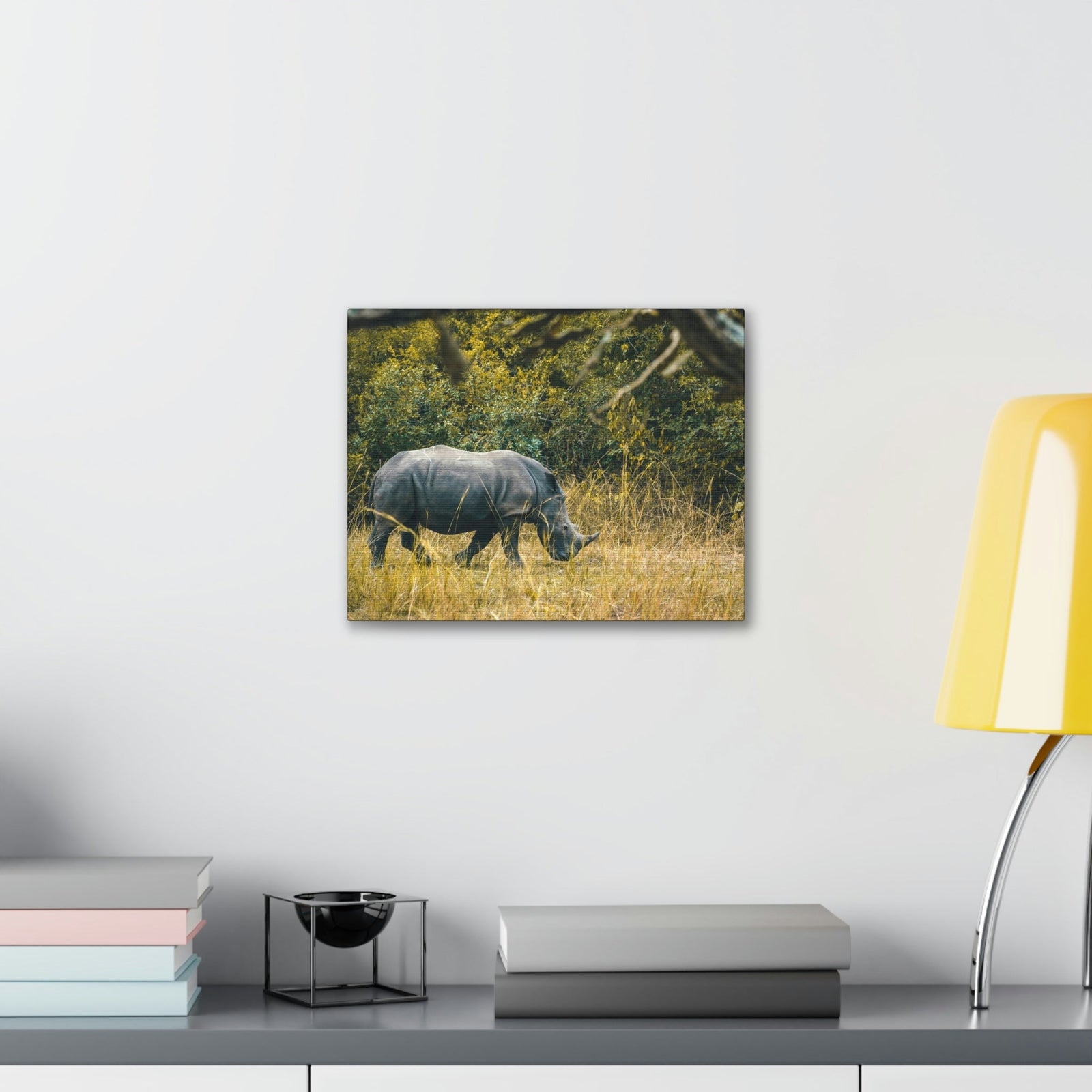 Scripture Walls Rhino Hunting Rhino on Hunt Print Animal Wall Art Wildlife Canvas Prints Wall Art Ready to Hang Unframed-Express Your Love Gifts