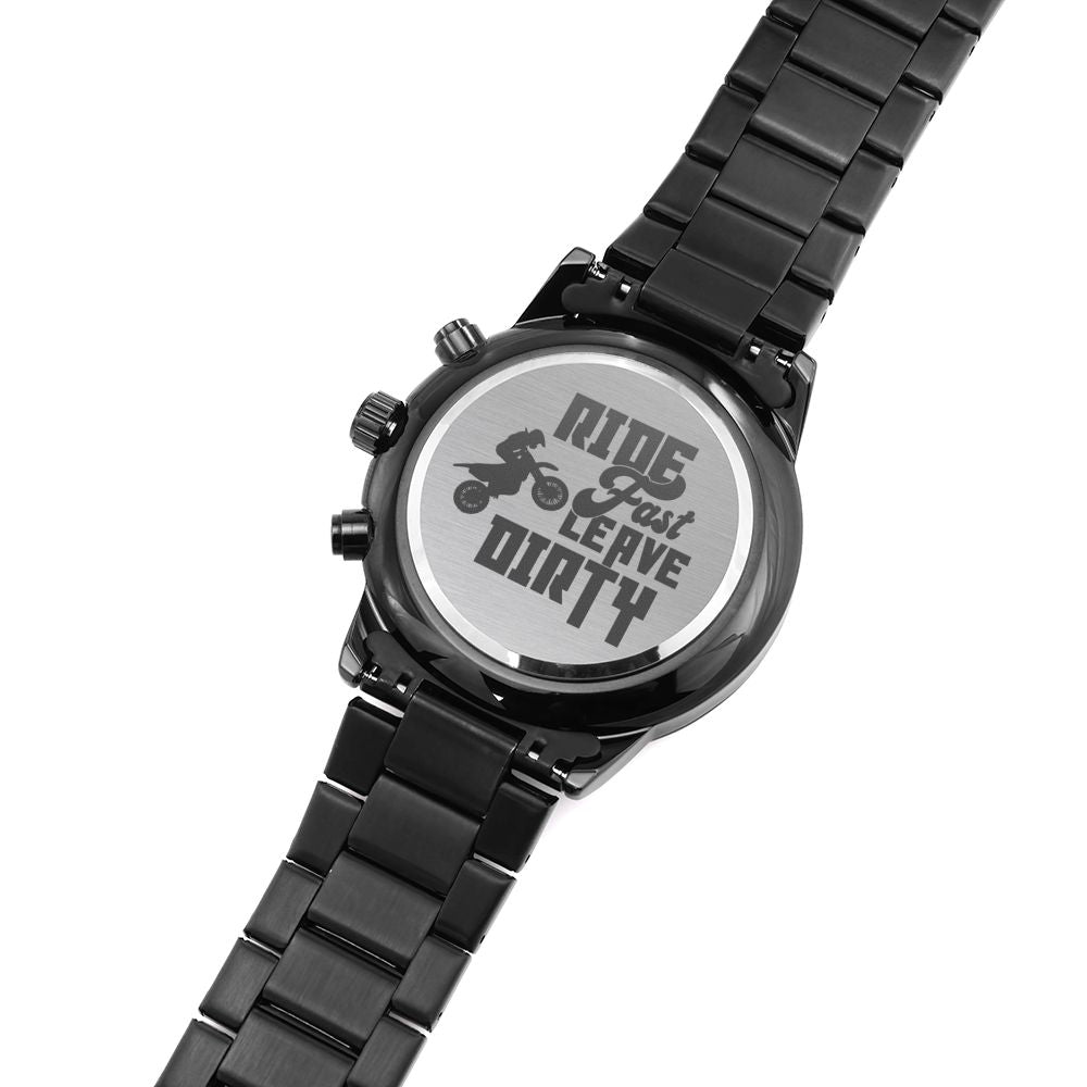 Ride Fast Engraved Motorcycle Rider Men's Watch Multifunction Stainless Steel W Copper Dial-Express Your Love Gifts