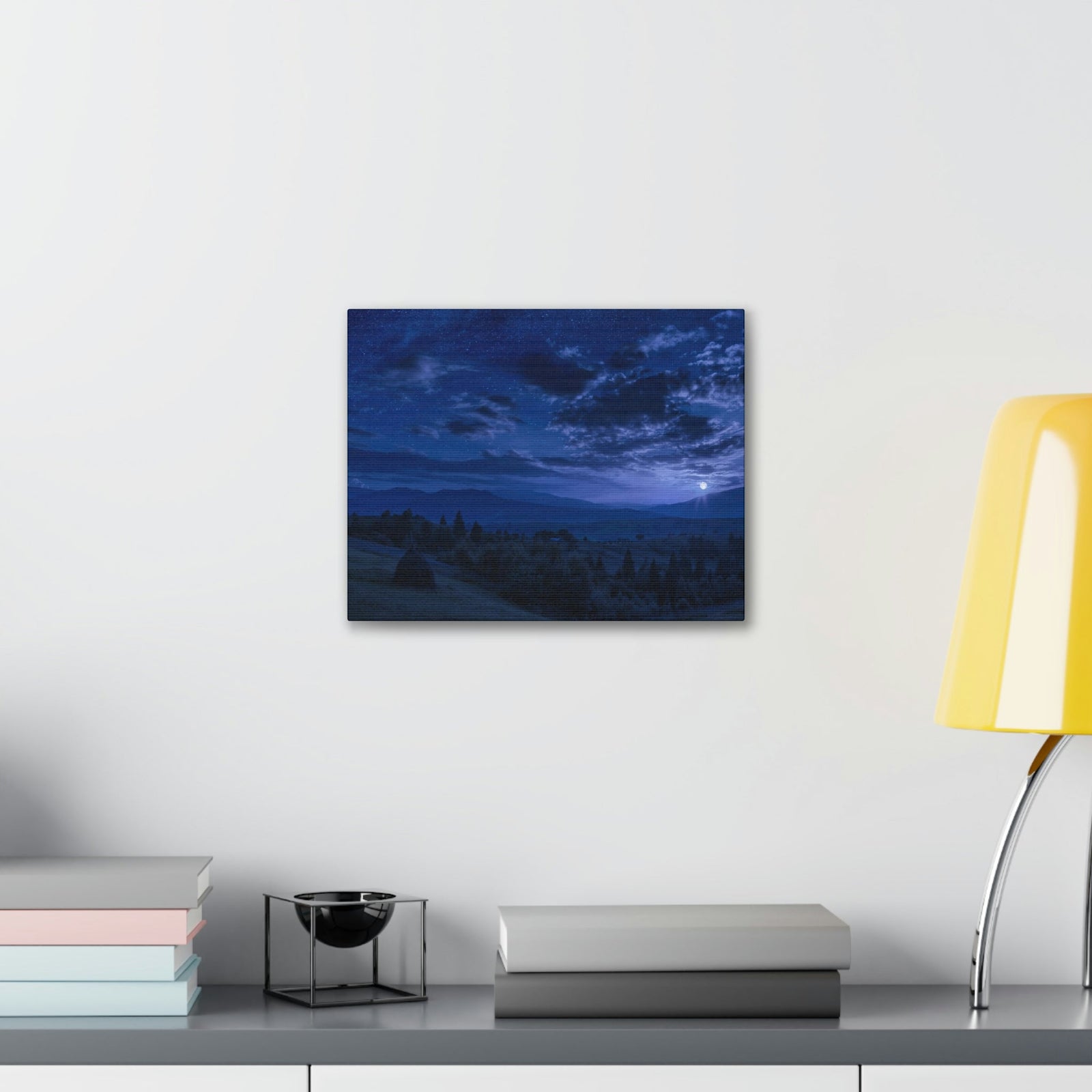 Rising of the Full Moon Scene Beautiful Dramatic and Picturesque Beauty Nature Scene Cloudy Night Sky Wall Art Ready to Hang Unframed-Express Your Love Gifts