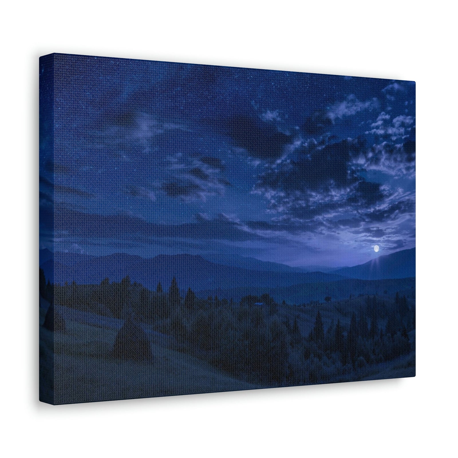 Rising of the Full Moon Scene Beautiful Dramatic and Picturesque Beauty Nature Scene Cloudy Night Sky Wall Art Ready to Hang Unframed-Express Your Love Gifts