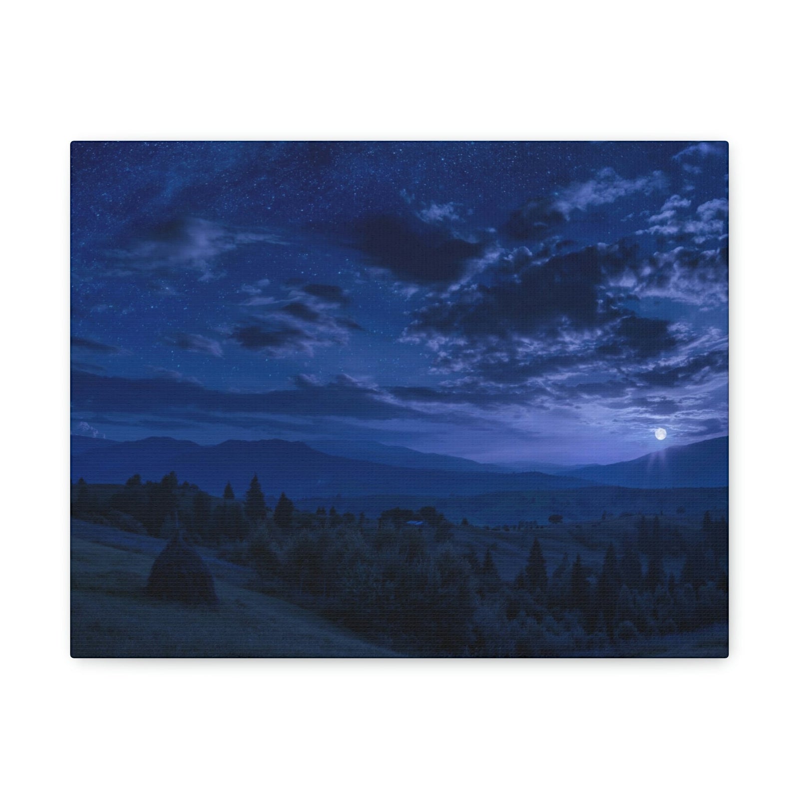 Rising of the Full Moon Scene Beautiful Dramatic and Picturesque Beauty Nature Scene Cloudy Night Sky Wall Art Ready to Hang Unframed-Express Your Love Gifts