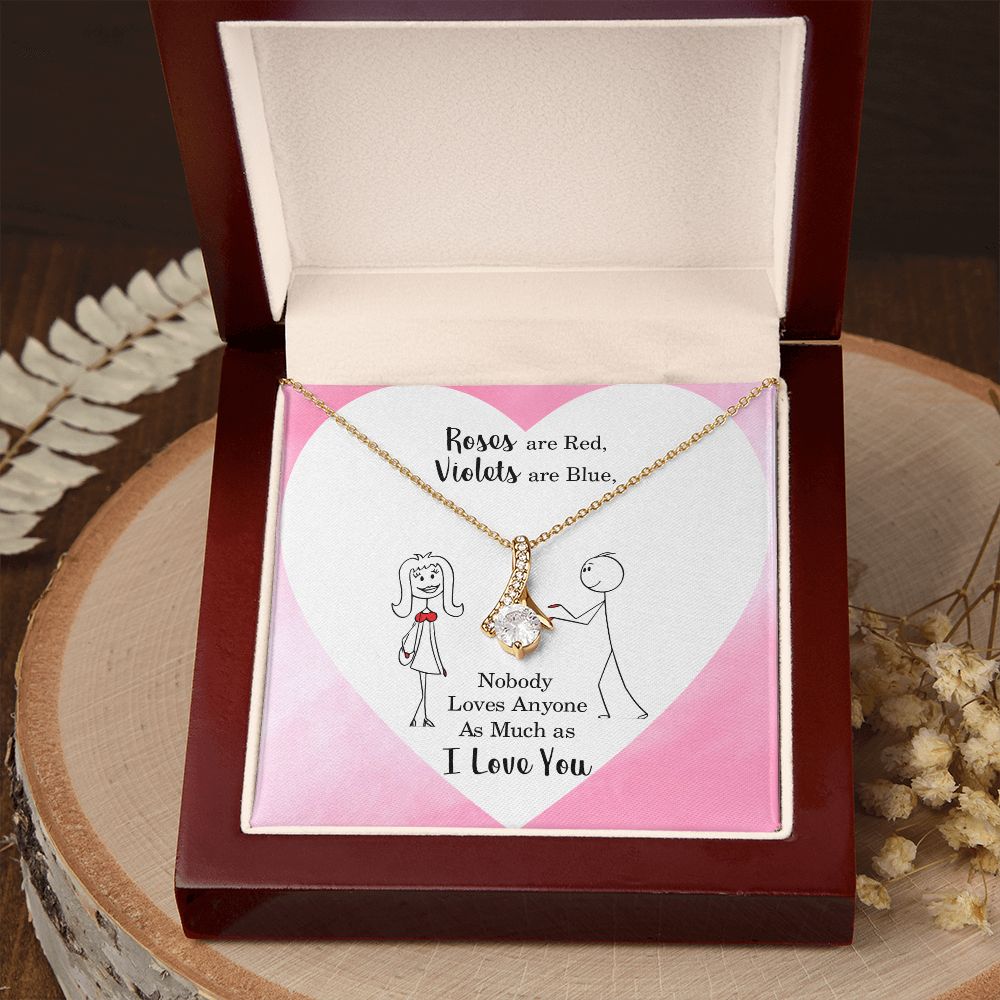 Roses are Red Alluring Ribbon Necklace Message Card-Express Your Love Gifts