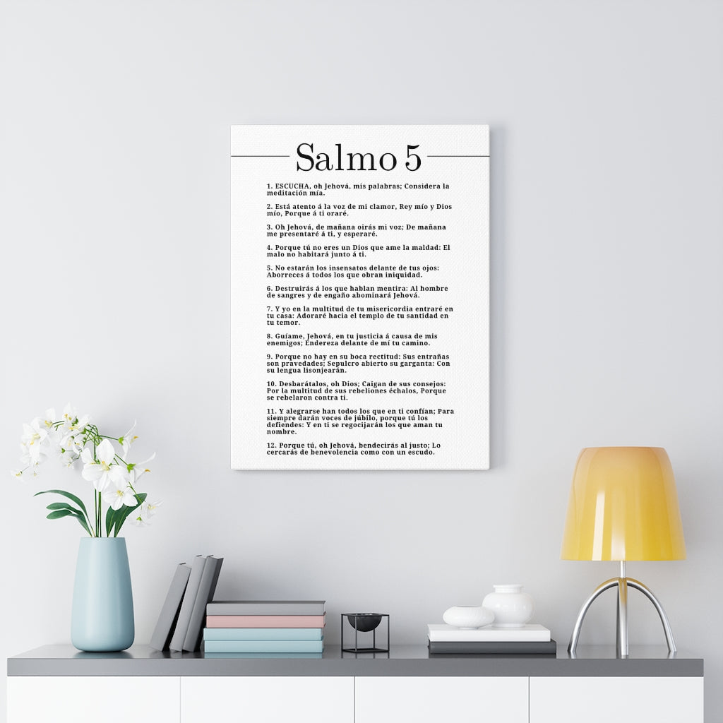 Salmo 5 Impresion De Arte Crist en Blanco Psalm 5 Spanish Ready to Hang Bible Canvas Unframed-Express Your Love Gifts