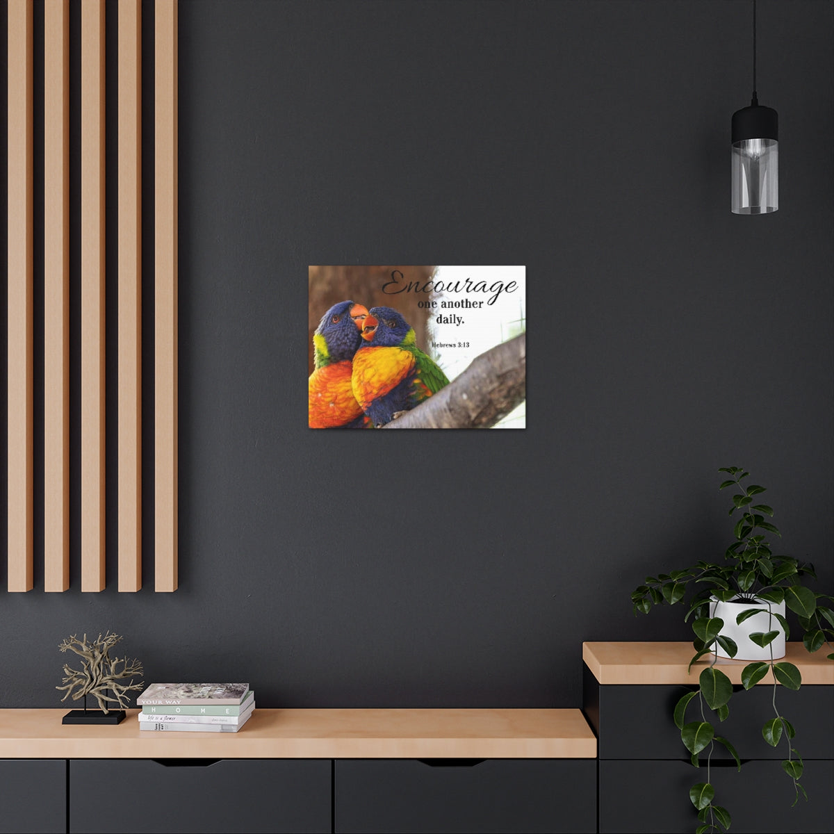 Scriptura Walls Encourage One Another Daily Hebrews 3:13 Parrots Christian Wall Art Bible Verse Print Ready to Hang Unframed-Express Your Love Gifts