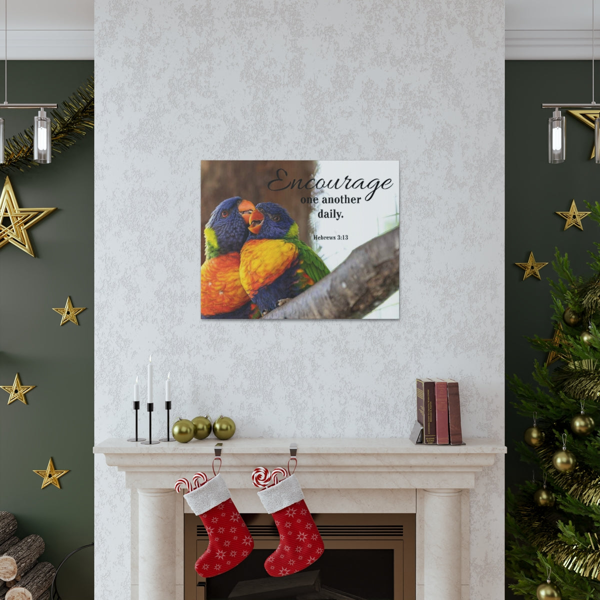 Scriptura Walls Encourage One Another Daily Hebrews 3:13 Parrots Christian Wall Art Bible Verse Print Ready to Hang Unframed-Express Your Love Gifts