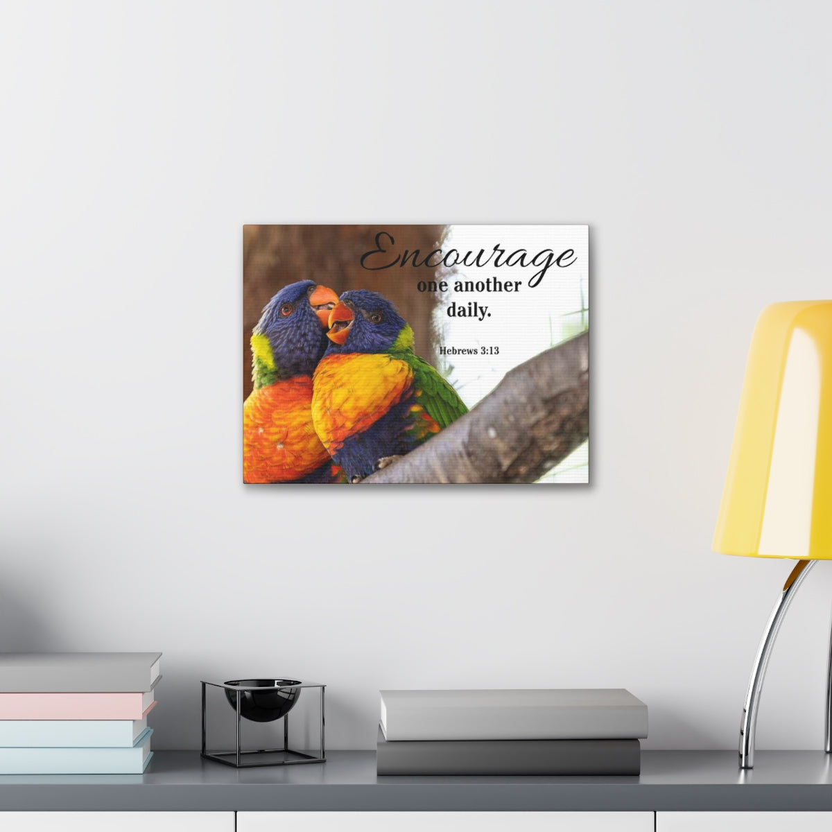 Scriptura Walls Encourage One Another Daily Hebrews 3:13 Parrots Christian Wall Art Bible Verse Print Ready to Hang Unframed-Express Your Love Gifts