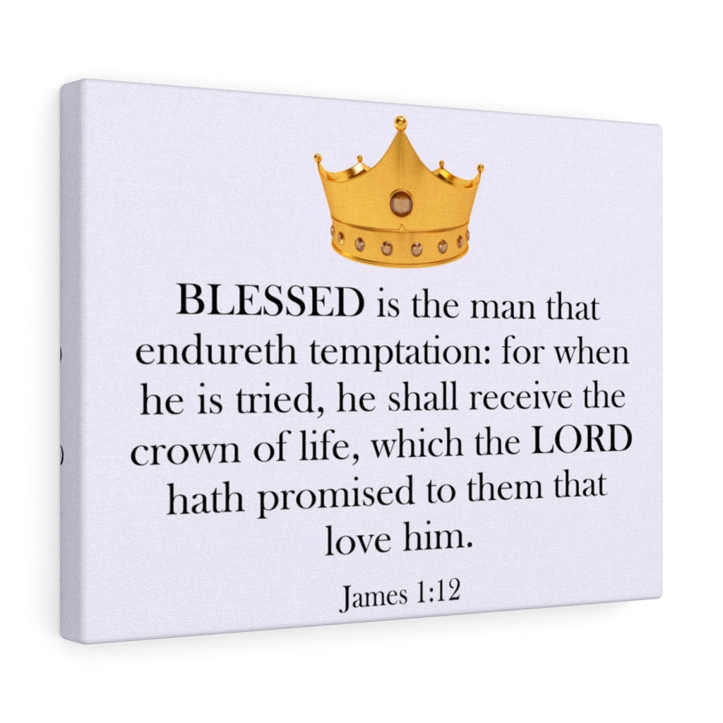 Scripture Canva Crown of Life James 1:12 Scripture Bible Verse Canvas Christian Wall Art Ready to Hang Unframed-Express Your Love Gifts