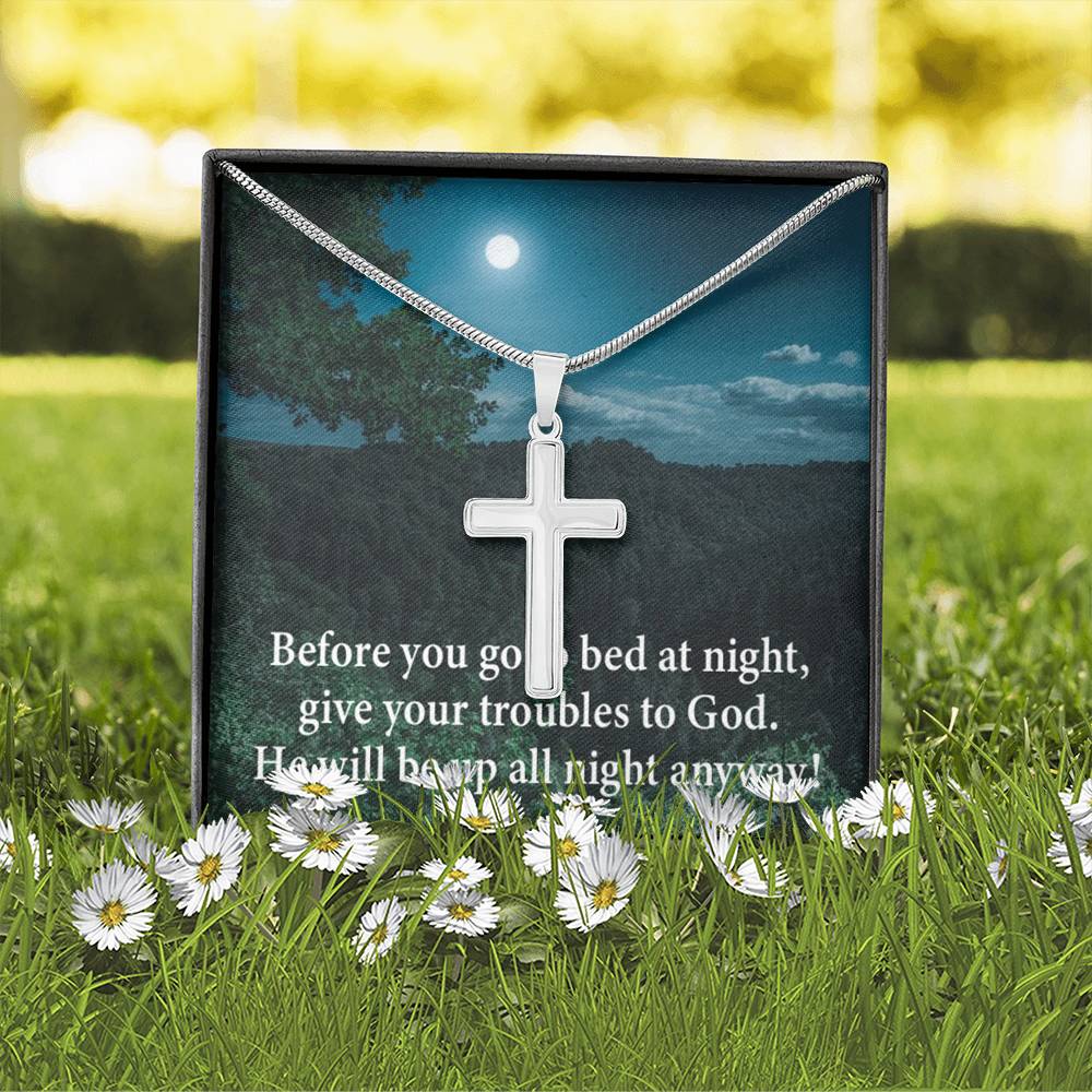 Scripture Card God Has Your Problems Cross Card Necklace w Stainless Steel Pendant Religious Gift-Express Your Love Gifts