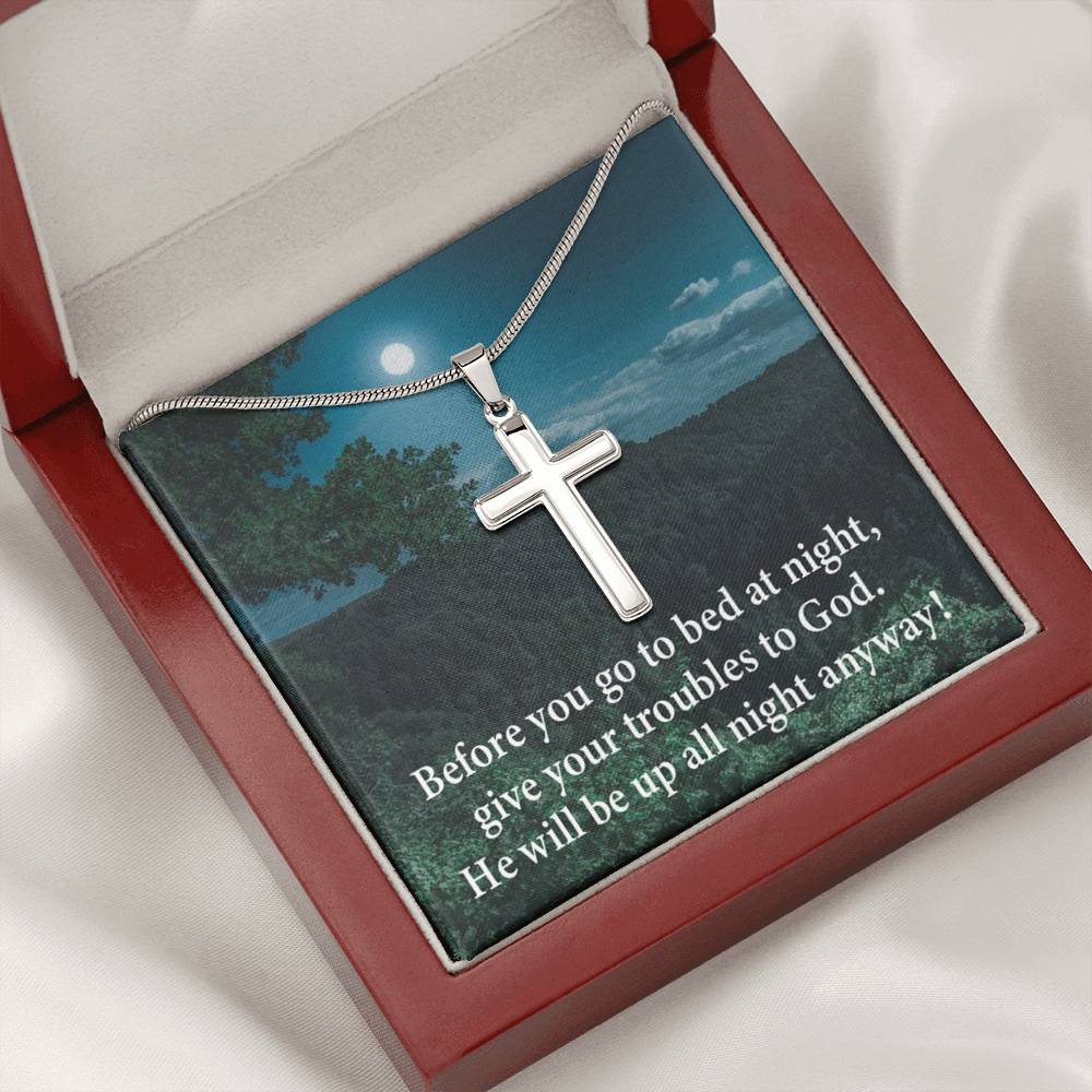 Scripture Card God Has Your Problems Cross Card Necklace w Stainless Steel Pendant Religious Gift-Express Your Love Gifts