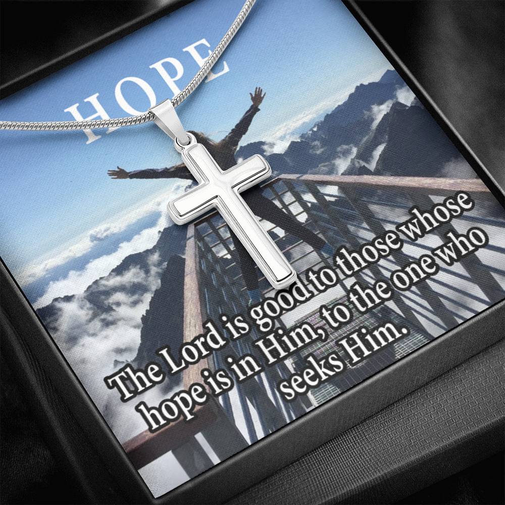 Scripture Card Hope Cross Card Necklace w Stainless Steel Pendant Religious Gift-Express Your Love Gifts