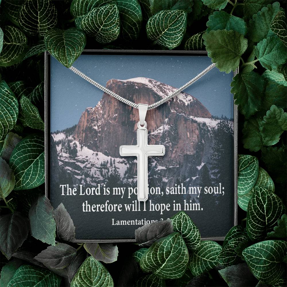 Scripture Card Lamentations 32:4 Cross Card Necklace w Stainless Steel Pendant Religious Gift-Express Your Love Gifts