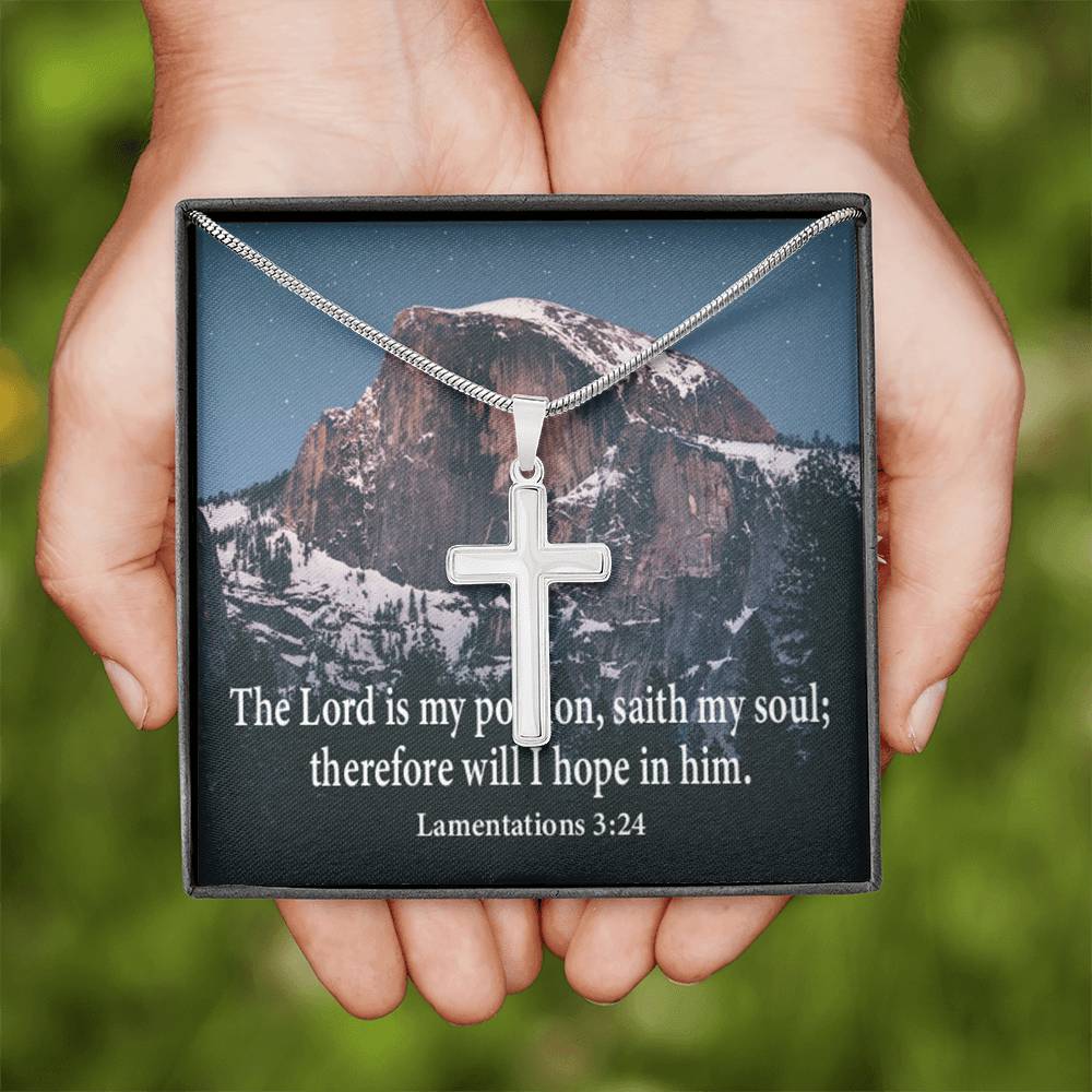 Scripture Card Lamentations 32:4 Cross Card Necklace w Stainless Steel Pendant Religious Gift-Express Your Love Gifts