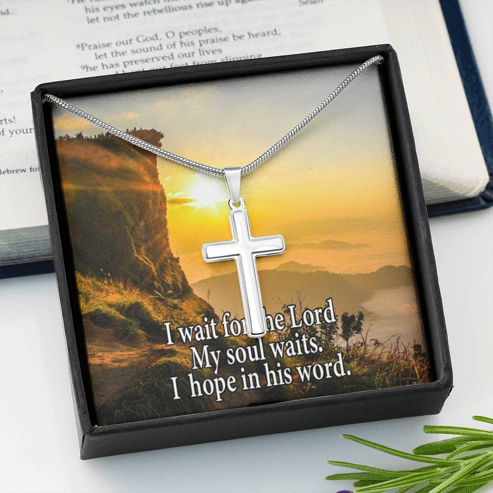 Scripture Card My Soul Waits Inspirational Cross Card Necklace w Stainless Steel Pendant Religious Gift-Express Your Love Gifts