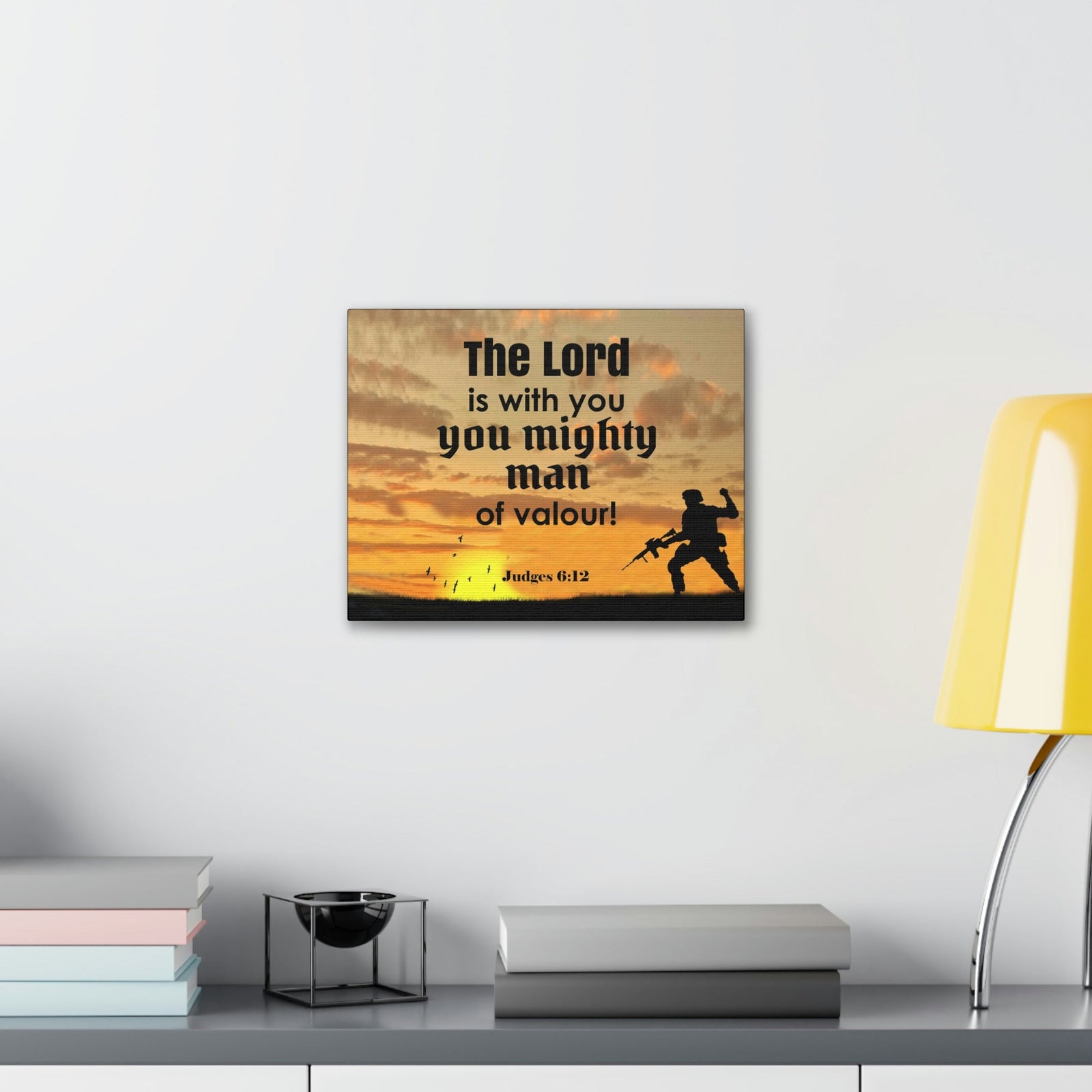Scripture Wall Lord is with You Judges 6:12 Bible Canvas Christian Wall Art Ready to Hang Unframed-Express Your Love Gifts