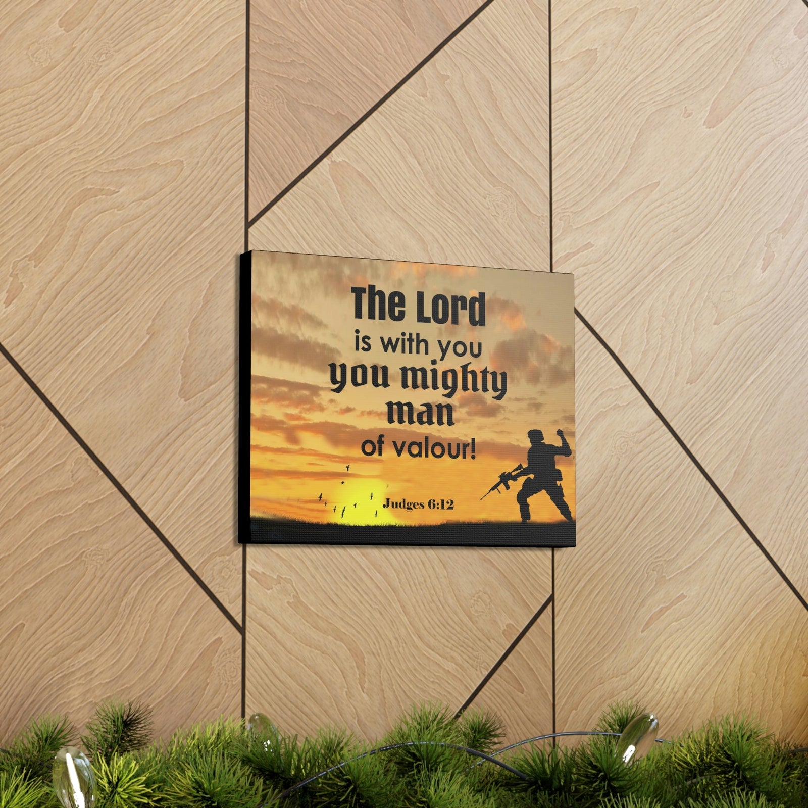 Scripture Wall Lord is with You Judges 6:12 Bible Canvas Christian Wall Art Ready to Hang Unframed-Express Your Love Gifts