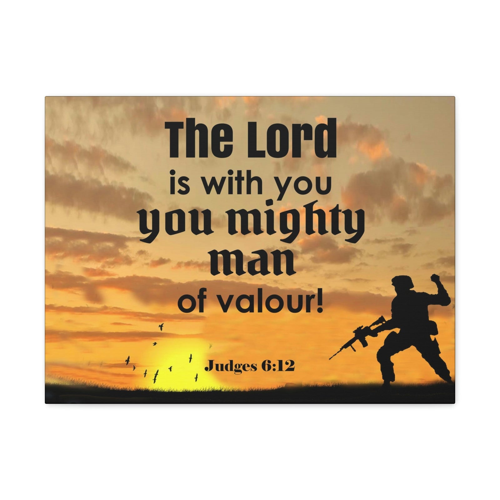 Scripture Wall Lord is with You Judges 6:12 Bible Canvas Christian Wall Art Ready to Hang Unframed-Express Your Love Gifts