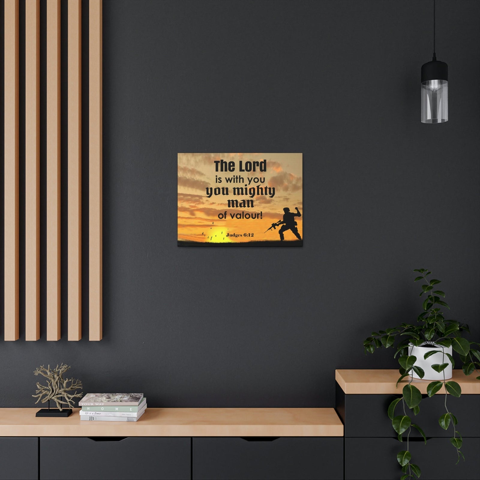 Scripture Wall Lord is with You Judges 6:12 Bible Canvas Christian Wall Art Ready to Hang Unframed-Express Your Love Gifts