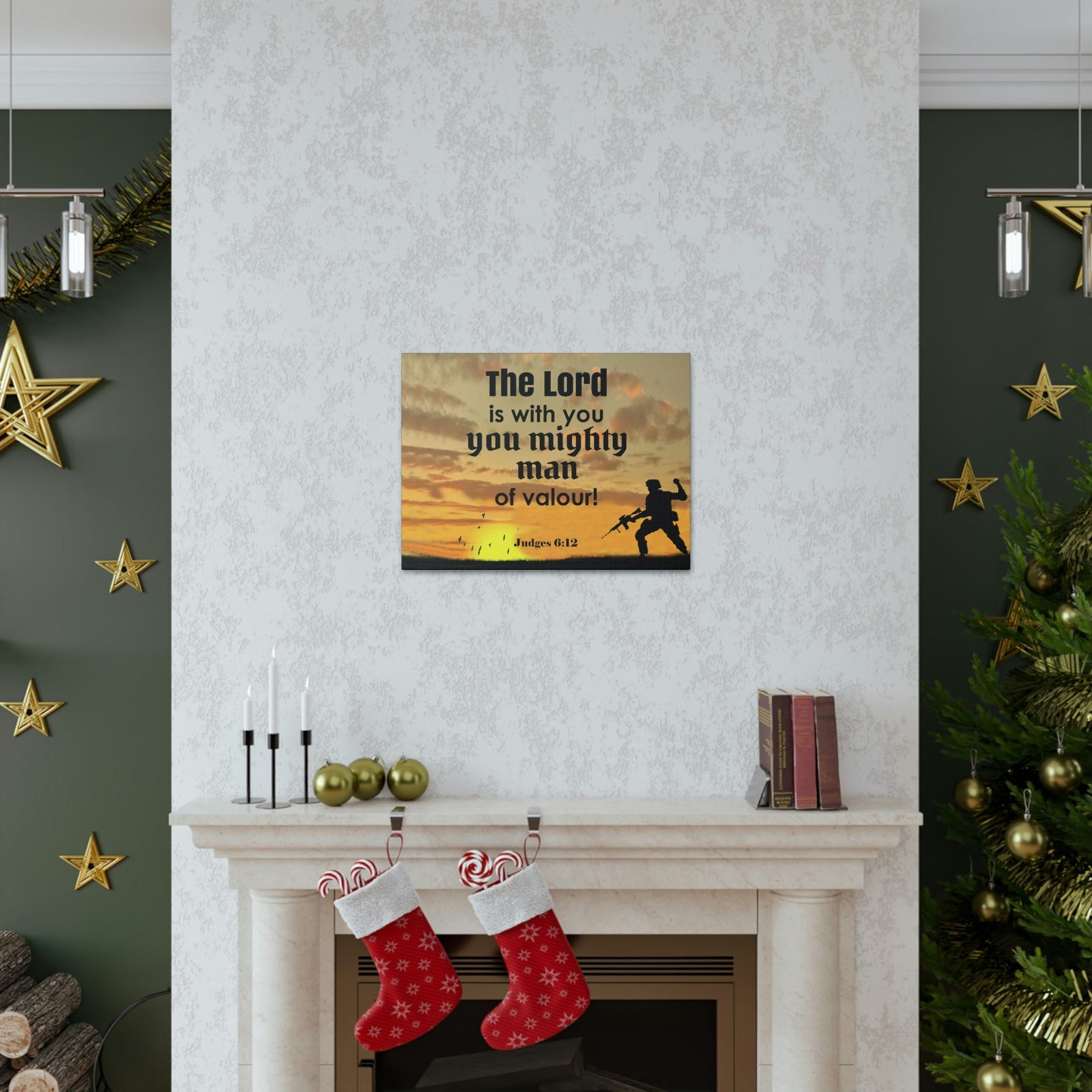 Scripture Wall Lord is with You Judges 6:12 Bible Canvas Christian Wall Art Ready to Hang Unframed-Express Your Love Gifts