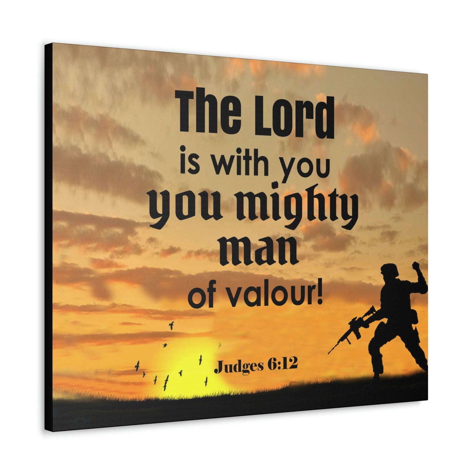 Scripture Wall Lord is with You Judges 6:12 Bible Canvas Christian Wall Art Ready to Hang Unframed-Express Your Love Gifts
