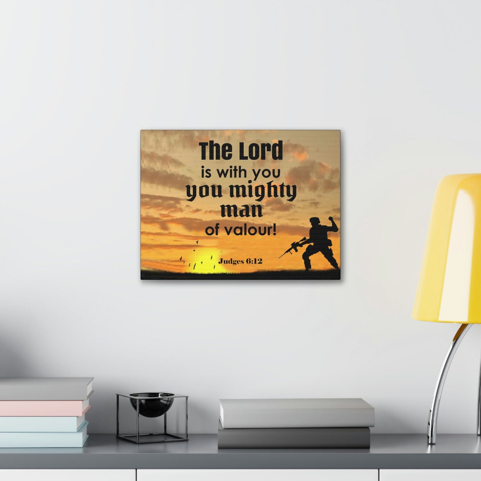 Scripture Wall Lord is with You Judges 6:12 Bible Canvas Christian Wall Art Ready to Hang Unframed-Express Your Love Gifts