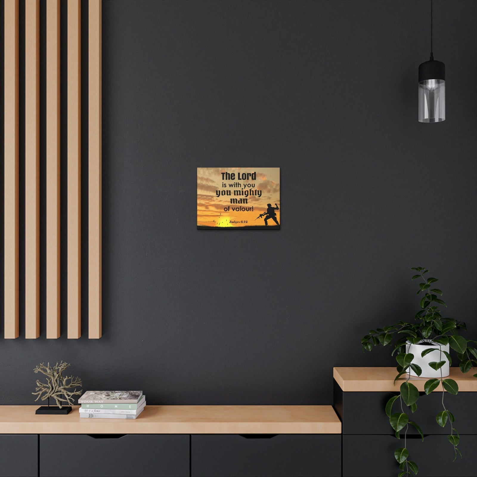 Scripture Wall Lord is with You Judges 6:12 Bible Canvas Christian Wall Art Ready to Hang Unframed-Express Your Love Gifts