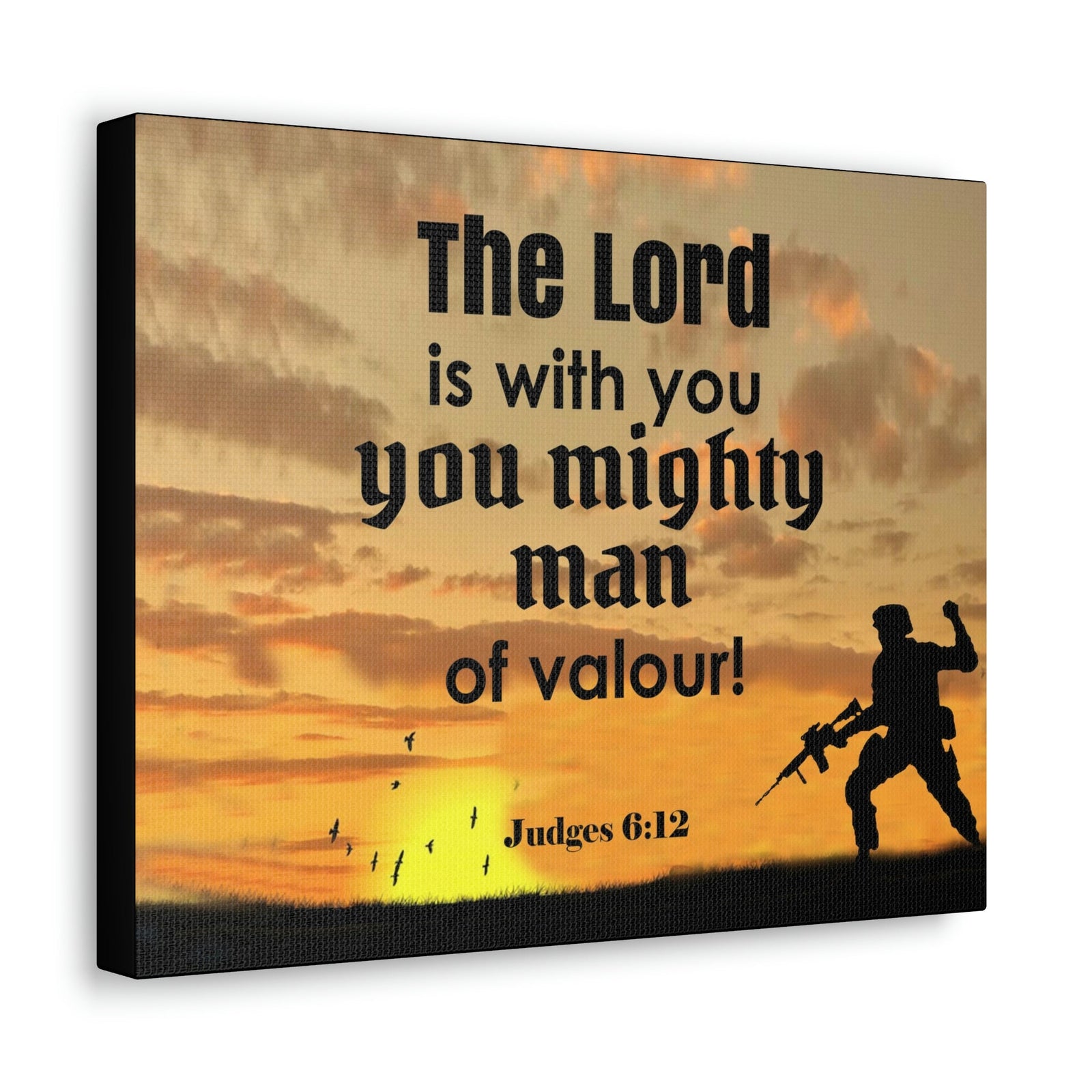 Scripture Wall Lord is with You Judges 6:12 Bible Canvas Christian Wall Art Ready to Hang Unframed-Express Your Love Gifts