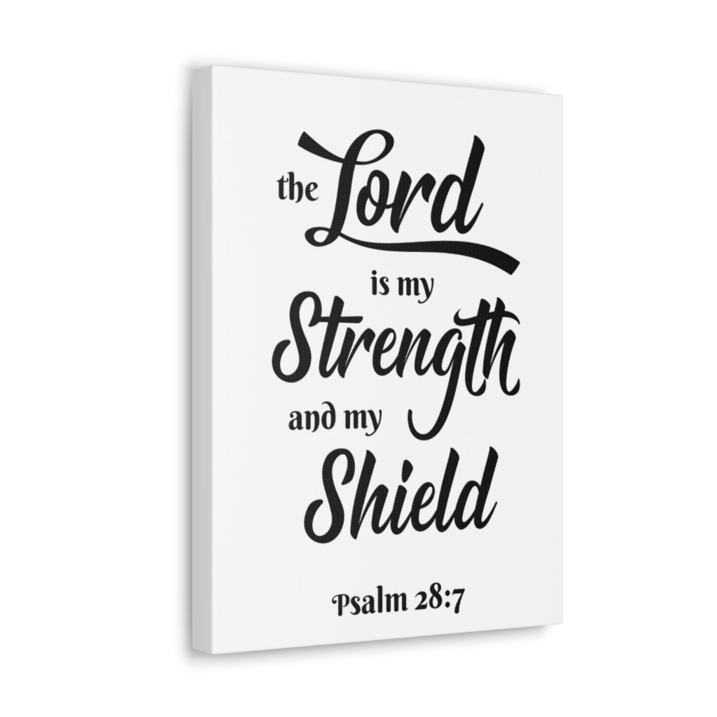 Scripture Wall The Lord Is My Strength Psalm 28:7 Bible Verse Canvas Christian Wall Art Ready To Hang Unframed-Express Your Love Gifts