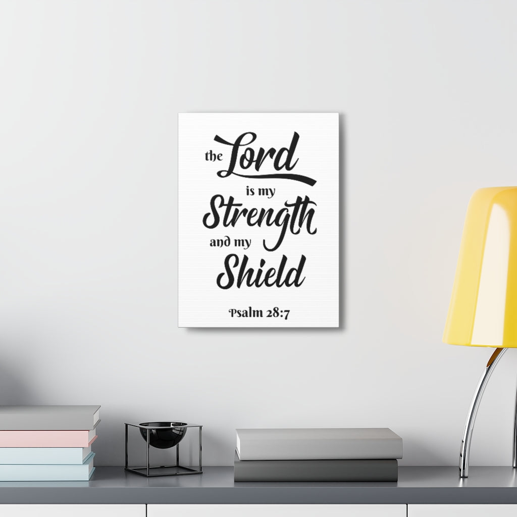 Scripture Wall The Lord Is My Strength Psalm 28:7 Bible Verse Canvas Christian Wall Art Ready To Hang Unframed-Express Your Love Gifts