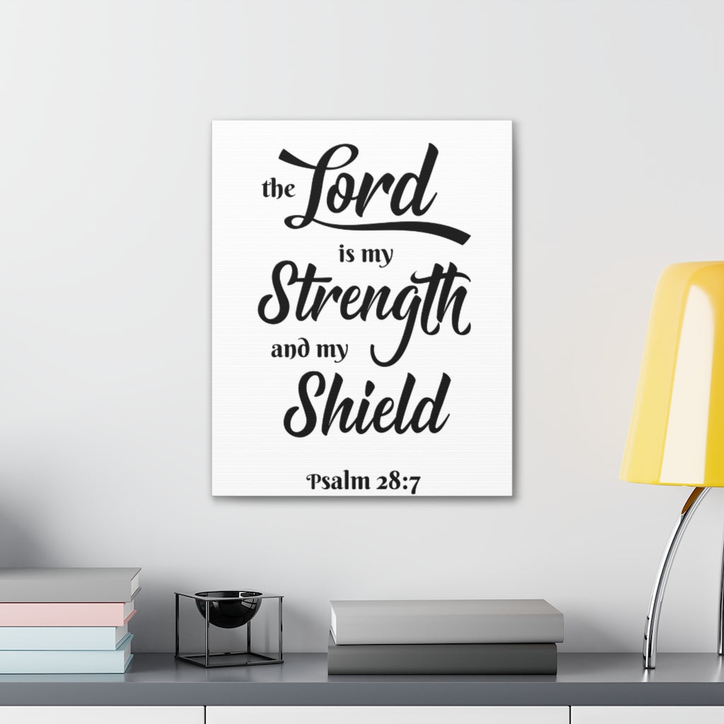 Scripture Wall The Lord Is My Strength Psalm 28:7 Bible Verse Canvas Christian Wall Art Ready To Hang Unframed-Express Your Love Gifts
