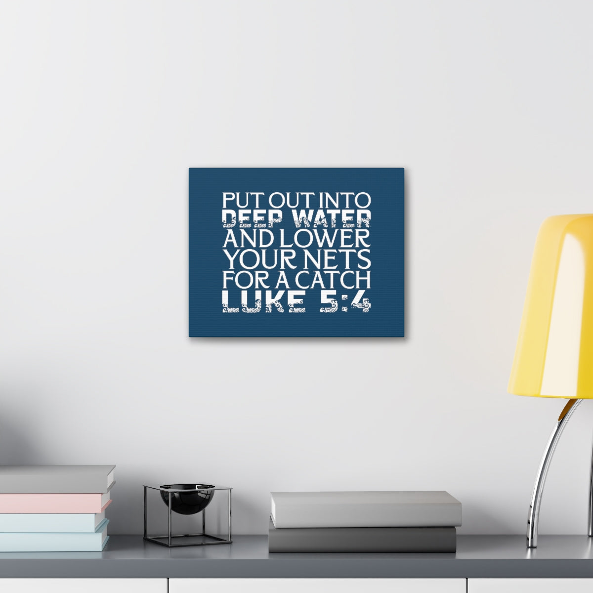 Scripture Walls A Catch Luke 5:4 Dark Teal Bible Verse Canvas Christian Wall Art Ready to Hang Unframed-Express Your Love Gifts