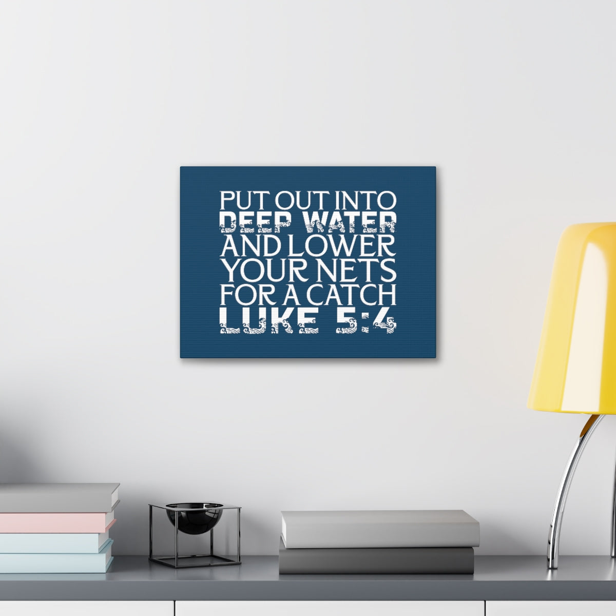 Scripture Walls A Catch Luke 5:4 Dark Teal Bible Verse Canvas Christian Wall Art Ready to Hang Unframed-Express Your Love Gifts