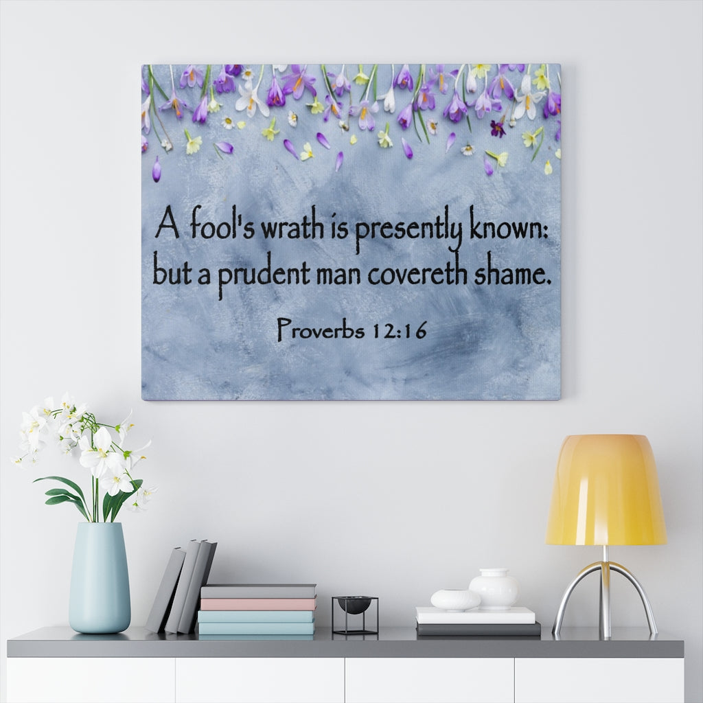 Scripture Walls A Fool's Wrath Proverbs 12:16 Bible Verse Canvas Christian Wall Art Ready to Hang Unframed-Express Your Love Gifts