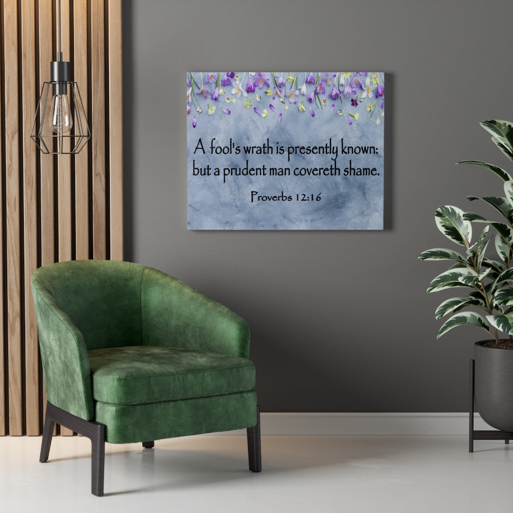 Scripture Walls A Fool's Wrath Proverbs 12:16 Bible Verse Canvas Christian Wall Art Ready to Hang Unframed-Express Your Love Gifts