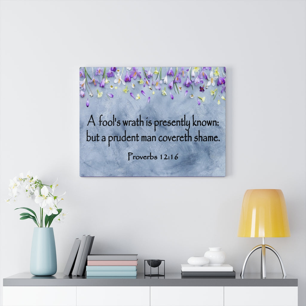 Scripture Walls A Fool's Wrath Proverbs 12:16 Bible Verse Canvas Christian Wall Art Ready to Hang Unframed-Express Your Love Gifts