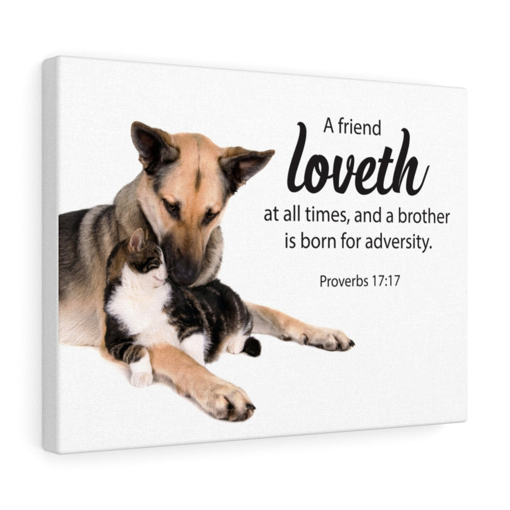 Scripture Walls A Friend at All Times Proverbs 17:17 Bible Verse Canvas Christian Wall Art Ready to Hang Unframed-Express Your Love Gifts