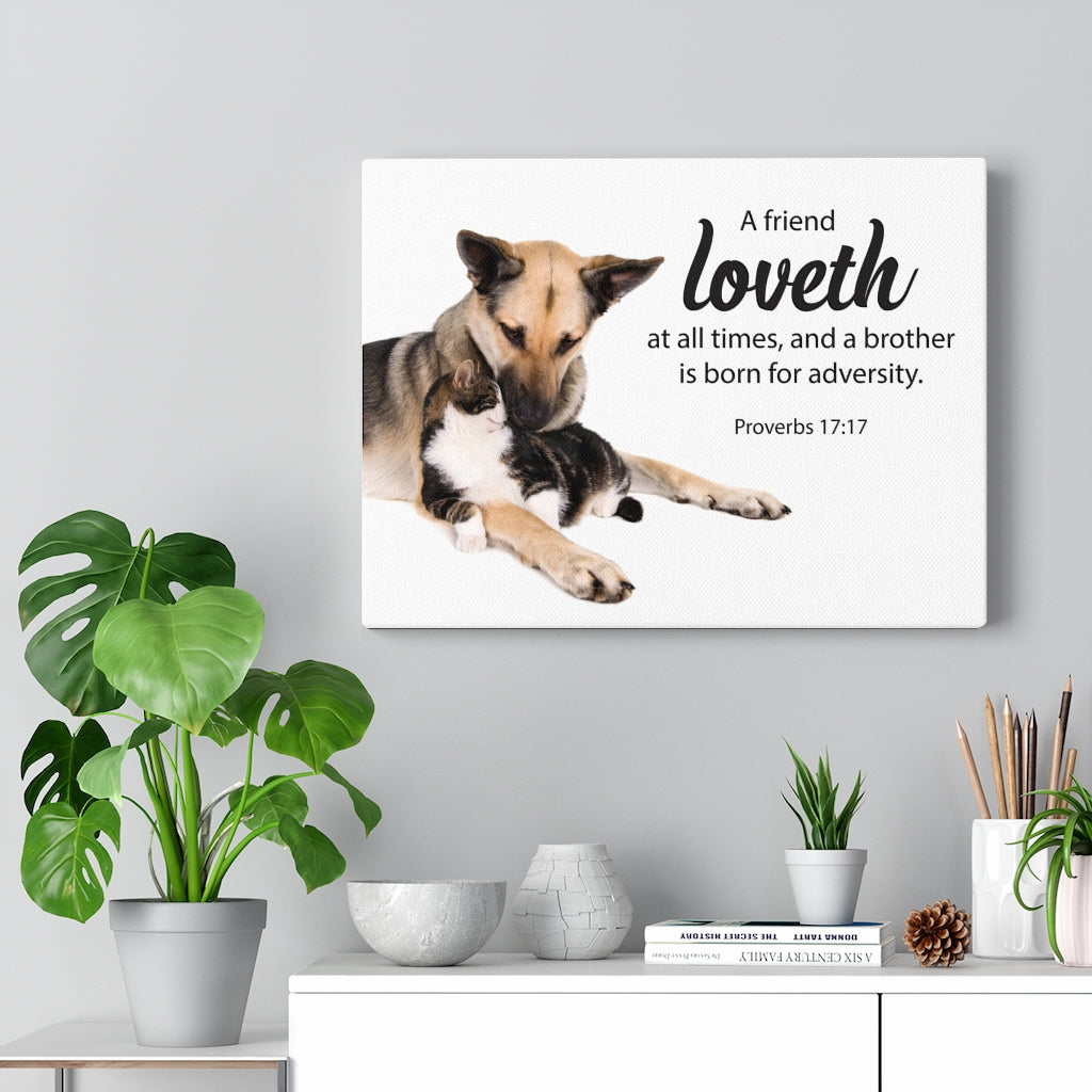 Scripture Walls A Friend at All Times Proverbs 17:17 Bible Verse Canvas Christian Wall Art Ready to Hang Unframed-Express Your Love Gifts