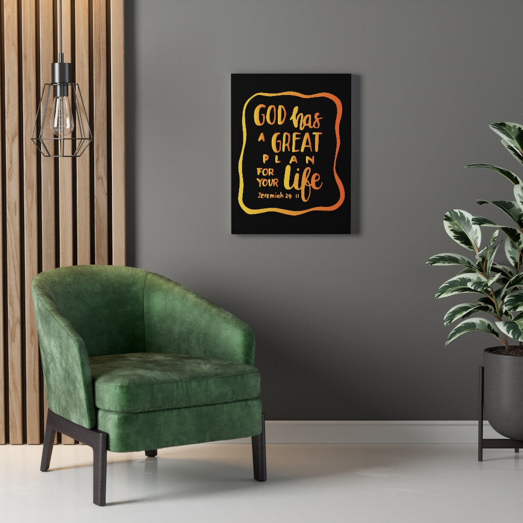 Scripture Walls A Great Plan Jeremiah 29:11 Black Bible Verse Canvas Christian Wall Art Ready to Hang Unframed-Express Your Love Gifts