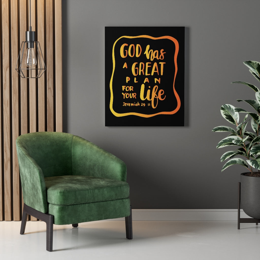 Scripture Walls A Great Plan Jeremiah 29:11 Black Bible Verse Canvas Christian Wall Art Ready to Hang Unframed-Express Your Love Gifts