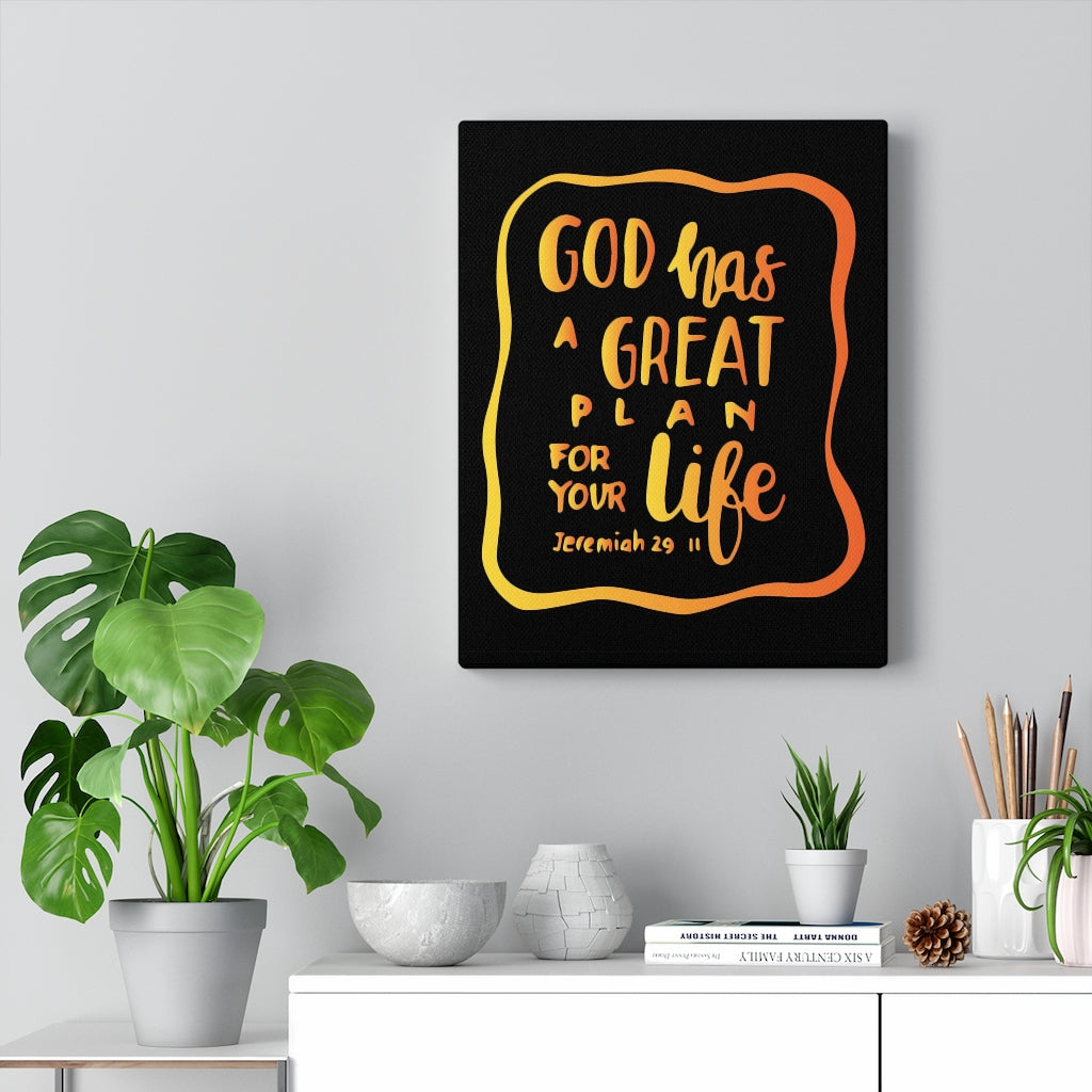 Scripture Walls A Great Plan Jeremiah 29:11 Black Bible Verse Canvas Christian Wall Art Ready to Hang Unframed-Express Your Love Gifts