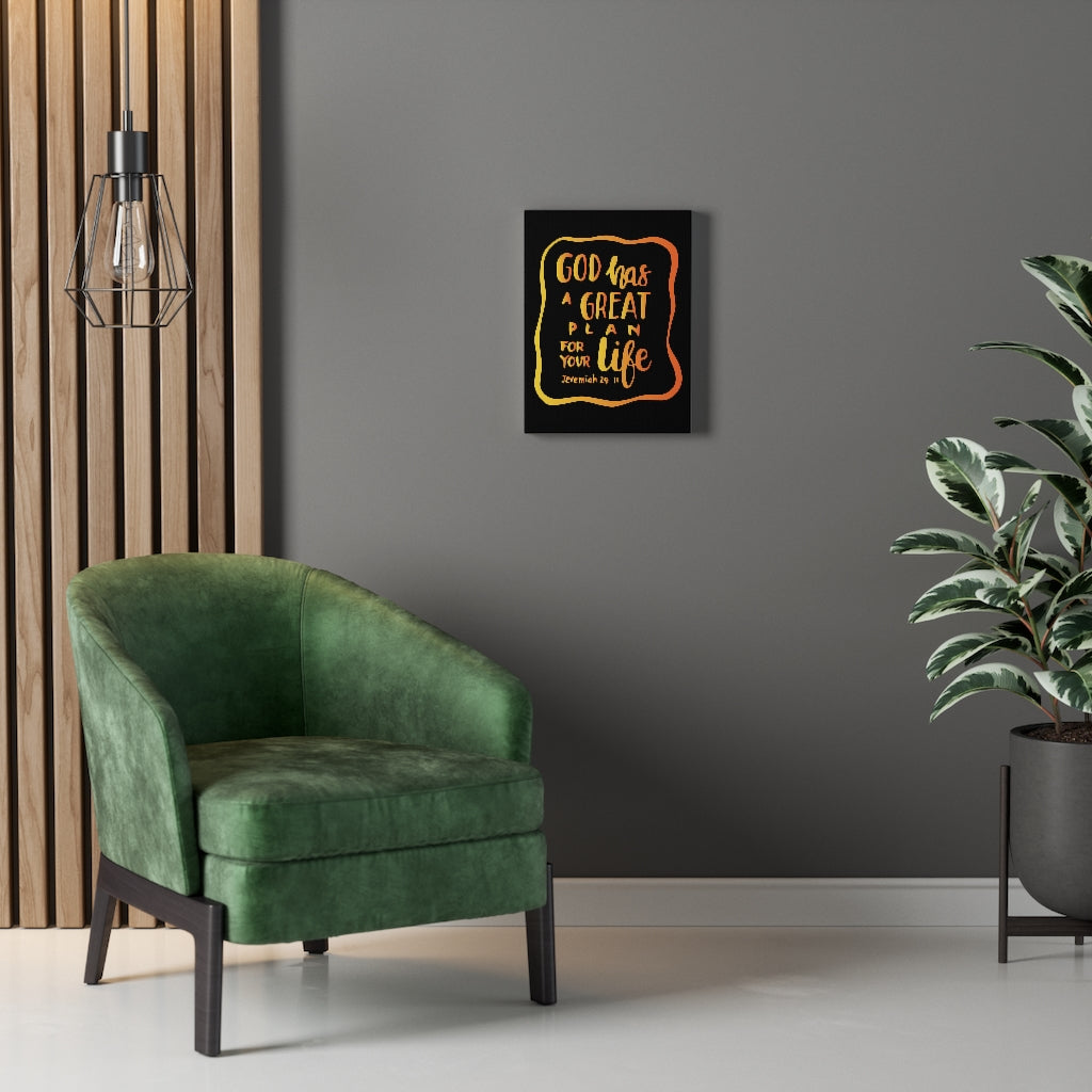 Scripture Walls A Great Plan Jeremiah 29:11 Black Bible Verse Canvas Christian Wall Art Ready to Hang Unframed-Express Your Love Gifts